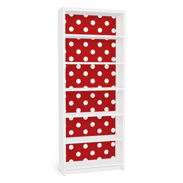 Papel autocolante para móveis Estante Billy IKEA No.DS92 Dot Design Girly Red
