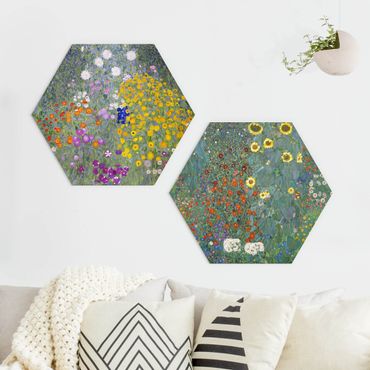 Quadros hexagonais Gustav Klimt - The Green Garden