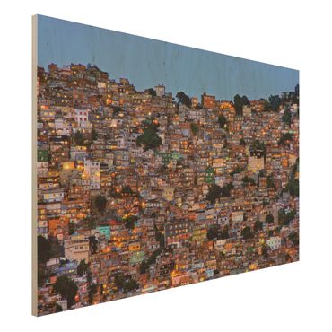 Quadros em madeira Rio De Janeiro Favela Sunset