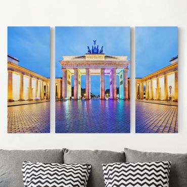 Telas decorativas 3 partes Illuminated Brandenburg Gate