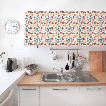 Papel autocolante para móveis Colourful Hand Drawn Kitchens Summer Fruit Pattern
