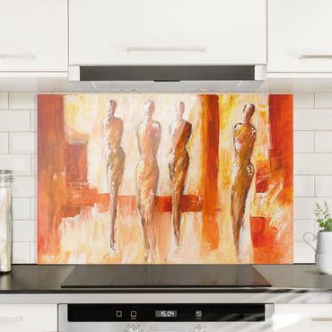 Painel anti-salpicos de cozinha Petra Schüßler - Four Figures In Orange