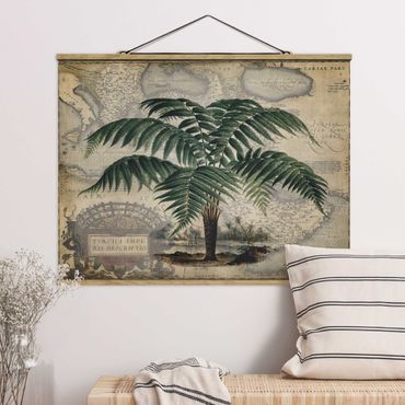 Quadros em tecido Vintage Collage - Palm And World Map