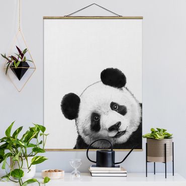 Quadros em tecido Illustration Panda Black And White Drawing