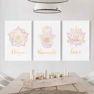 Telas decorativas Mandala Namaste Lotus Set Gold Light Pink