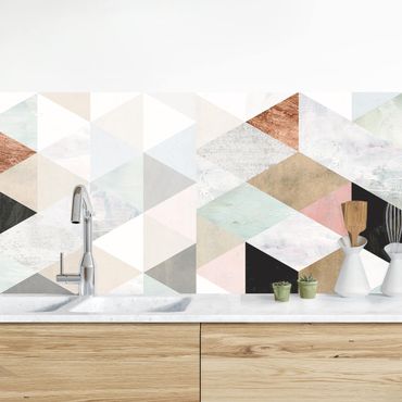 Backsplash de cozinha Watercolour Mosaic With Triangles I