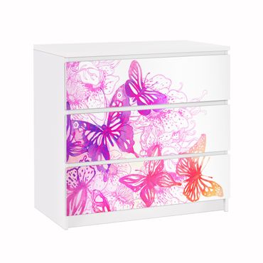 Papel autocolante para móveis Cómoda Malm Butterfly Dream