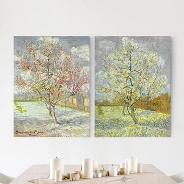 Telas decorativas 2 partes Vincent Van Gogh - Peach Blossom In The Garden