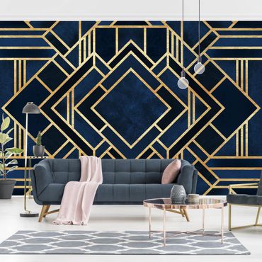 Papel de parede padrões Art Deco Gold