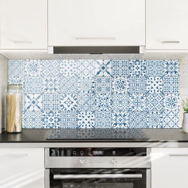 Painel anti-salpicos de cozinha Pattern Tiles Blue White