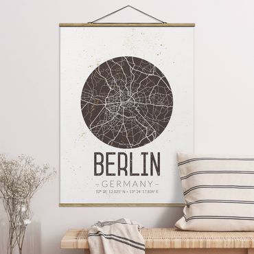 Quadros em tecido City Map Berlin - Retro