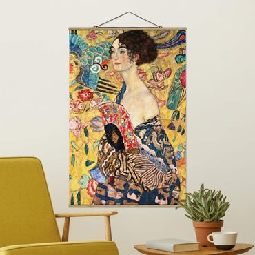 Quadros em tecido Gustav Klimt - Lady With Fan