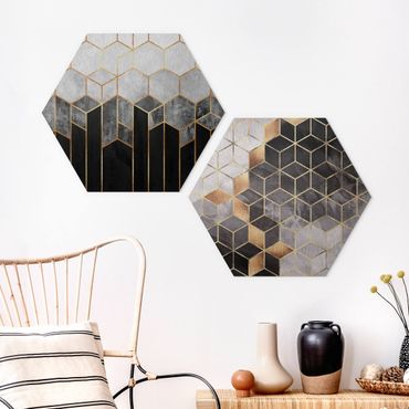 Quadros hexagonais Golden Geometry Watercolour Set