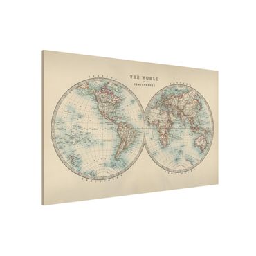 Quadros magnéticos Vintage World Map The Two Hemispheres