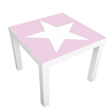 Papel autocolante para móveis Mesa Lack IKEA Big White Stars on Pink