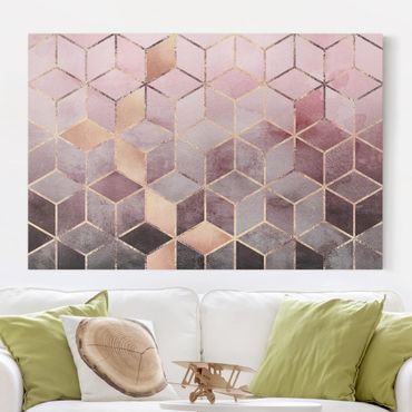 Telas decorativas Pink Grey Golden Geometry