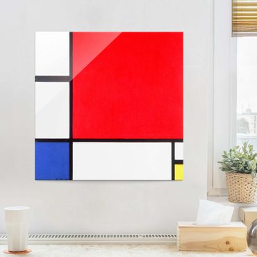 Quadros em vidro Piet Mondrian - Composition With Red Blue Yellow