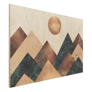 Quadros em madeira Geometric Mountains Bronze
