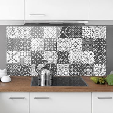 Painel anti-salpicos de cozinha Tile Pattern Mix Gray White