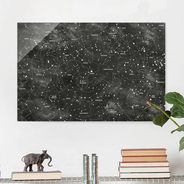 Quadros em vidro Map Of Constellations Blackboard Look