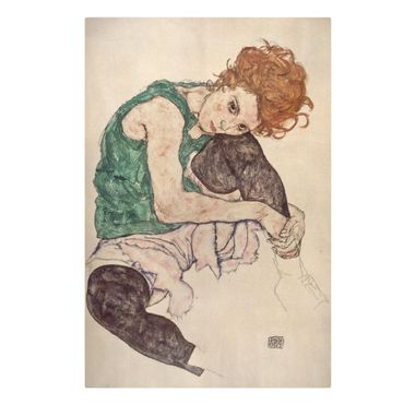 Telas decorativas Egon Schiele - Sitting Woman With A Knee Up
