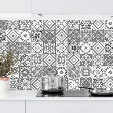 Backsplash de cozinha Mediterranean Tile Pattern Grayscale