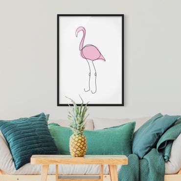 Quadros com moldura Flamingo Line Art