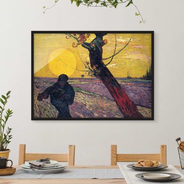 Quadros com moldura Vincent Van Gogh - Sower With Setting Sun