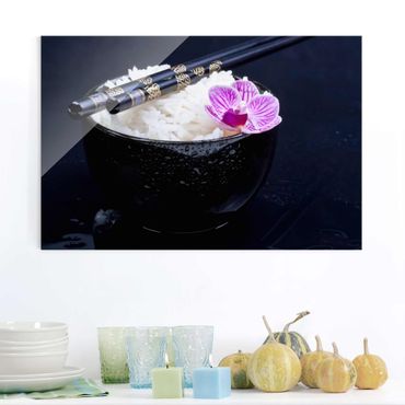 Quadros em vidro Rice Bowl With Orchid
