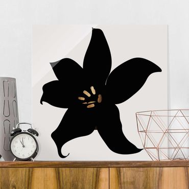 Quadros em vidro Graphical Plant World - Orchid Black And Gold