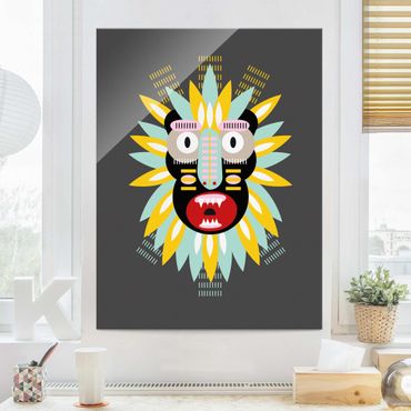 Quadros em vidro Collage Ethnic Mask - King Kong
