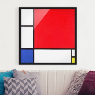 Quadros com moldura Piet Mondrian - Composition With Red Blue Yellow