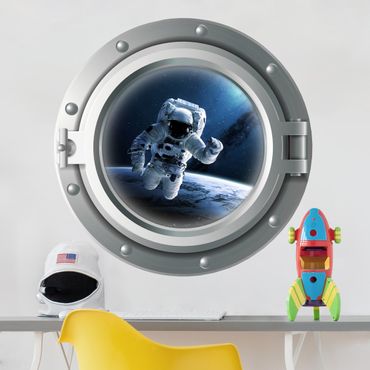 Autocolantes de parede 3D porthole - astronaut in space