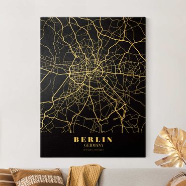 Telas decorativas Berlin City Map - Classic Black