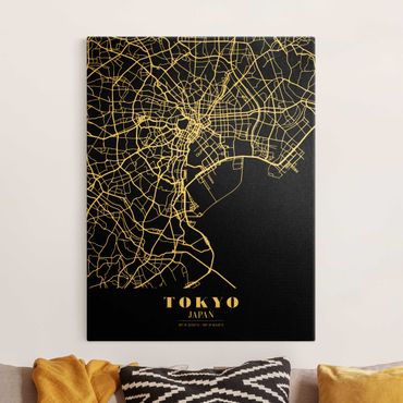 Telas decorativas Tokyo City Map - Classic Black