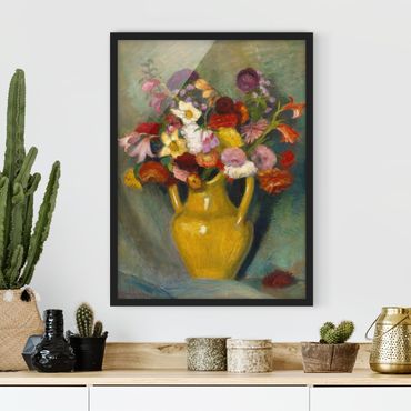 Quadros com moldura Otto Modersohn - Colourful Bouquet in Yellow Clay Jug