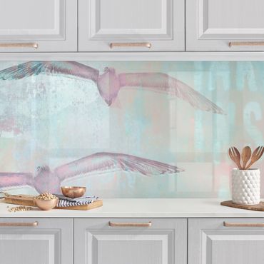 Backsplash de cozinha Shabby Chic Collage - Seagulls