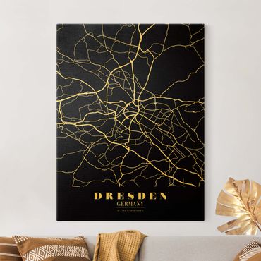Telas decorativas Dresden City Map - Classic Black