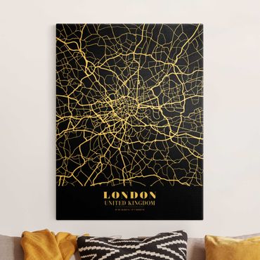Telas decorativas London City Map - Classic Black