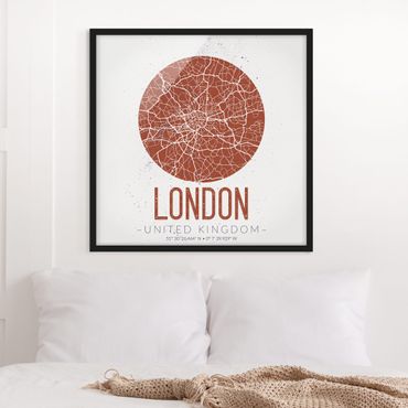 Quadros com moldura City Map London - Retro