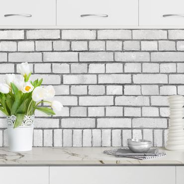 Backsplash de cozinha Brick Wall White