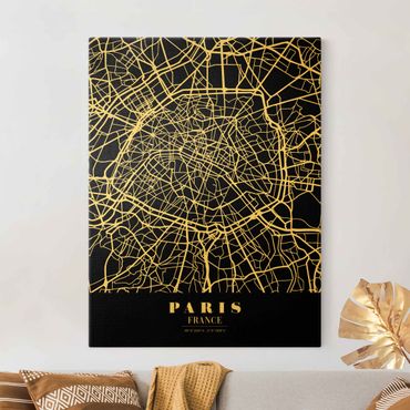 Telas decorativas Paris City Map - Classic Black