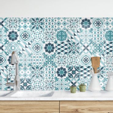 Backsplash de cozinha Geometrical Tile Mix Turquoise
