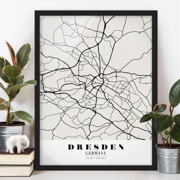 Quadros com moldura Dresden City Map - Classical