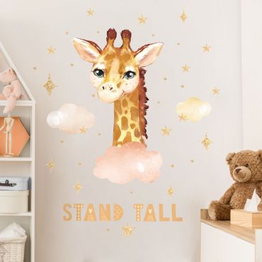 Autocolantes de parede Watercolor Giraffe - Stand Tall