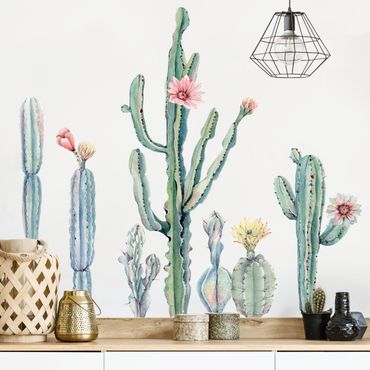 Autocolantes de parede Watercolor Cactus Blossom Set XXL