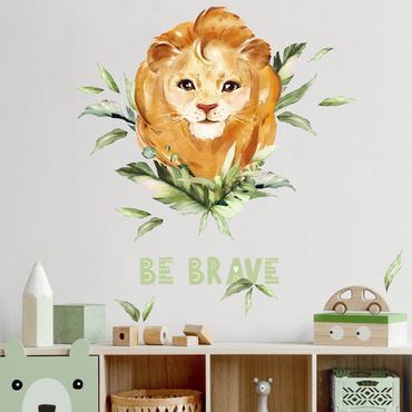 Autocolantes de parede Watercolor Lion - Be Brave