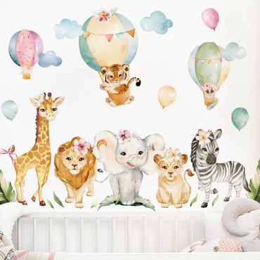 Autocolantes de parede Watercolour Safari Balloon Animal Set