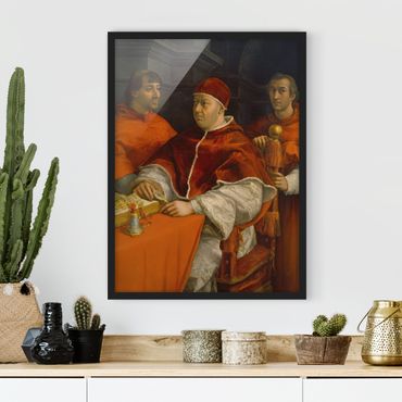 Quadros com moldura Raffael - Portrait of Pope Leo X