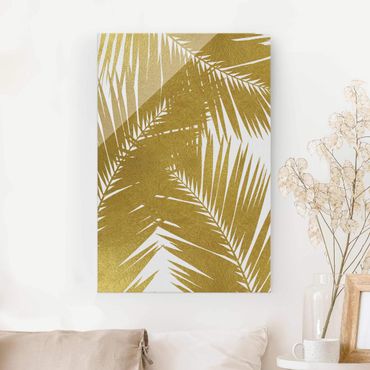 Quadros em vidro View Through Golden Palm Leaves